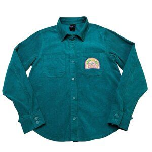Sanrio Hello Kitty & Friends Shacket L Green Corduroy Shirt Good Day to Be Kind